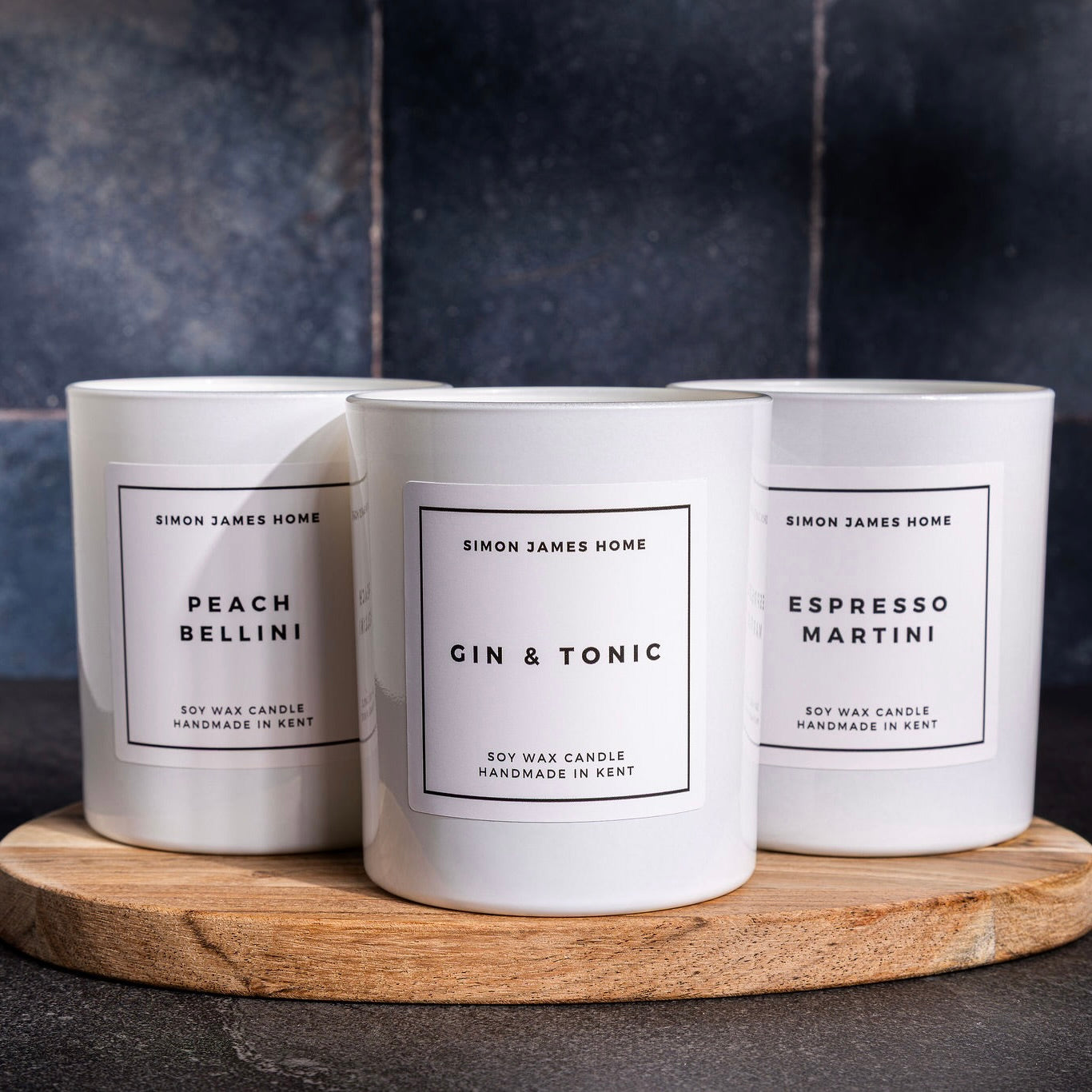 Summer Cocktail Candles from Simon James Home - Gin & Tonic, Peach Bellini and Espresso Martini
