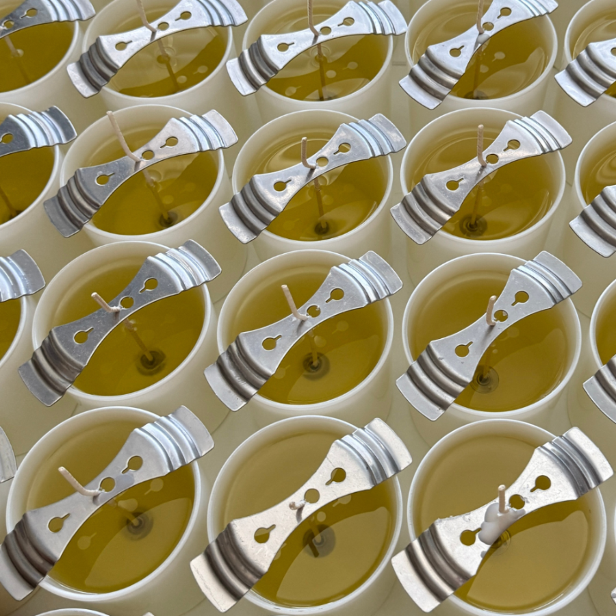 A group of freshly poured candles