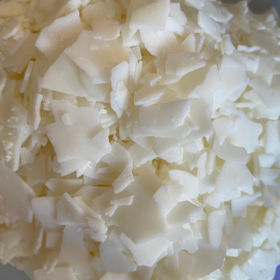 Close-up of soy wax flakes