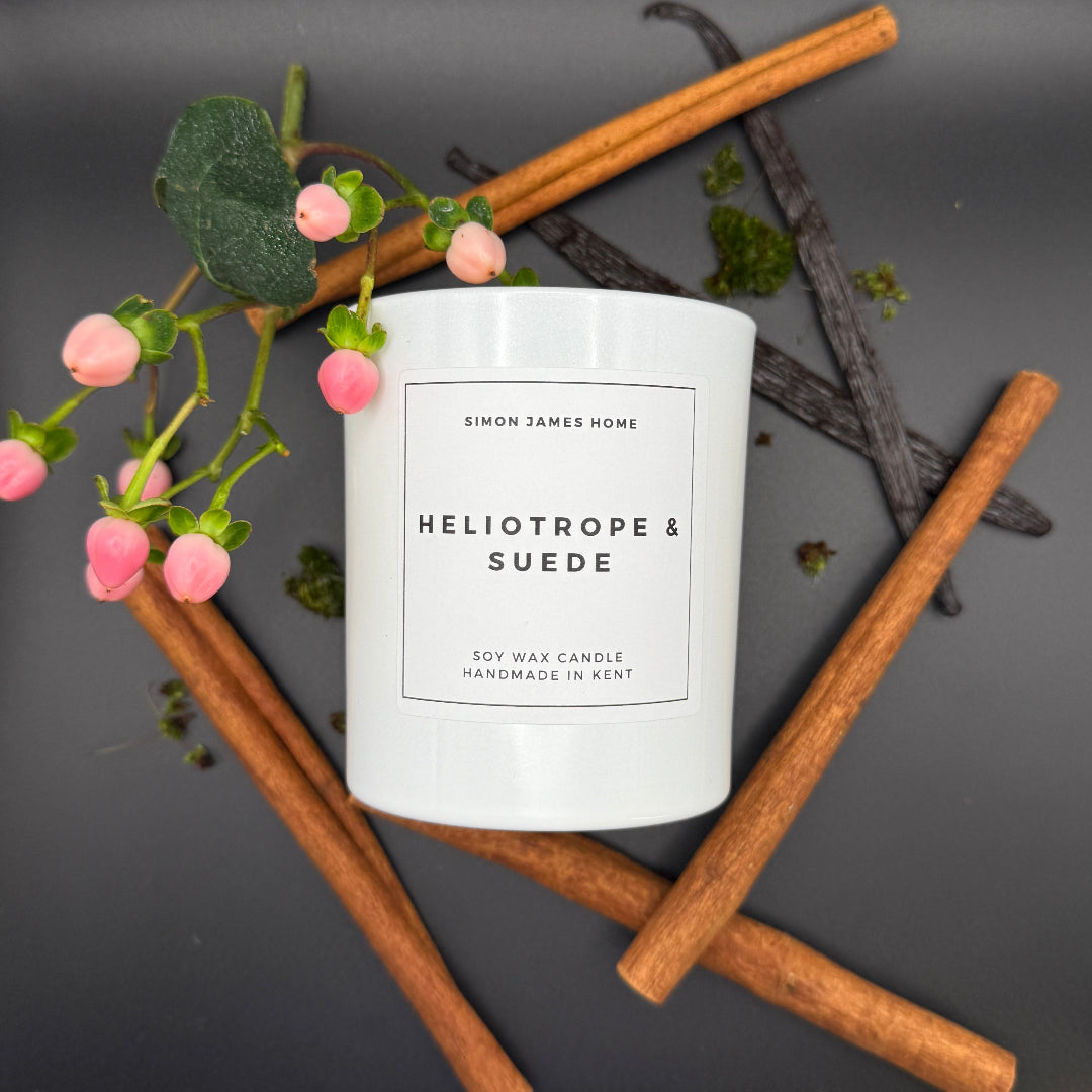 Heliotrope & Suede Handmade Soy Wax Candle - Simon James Home