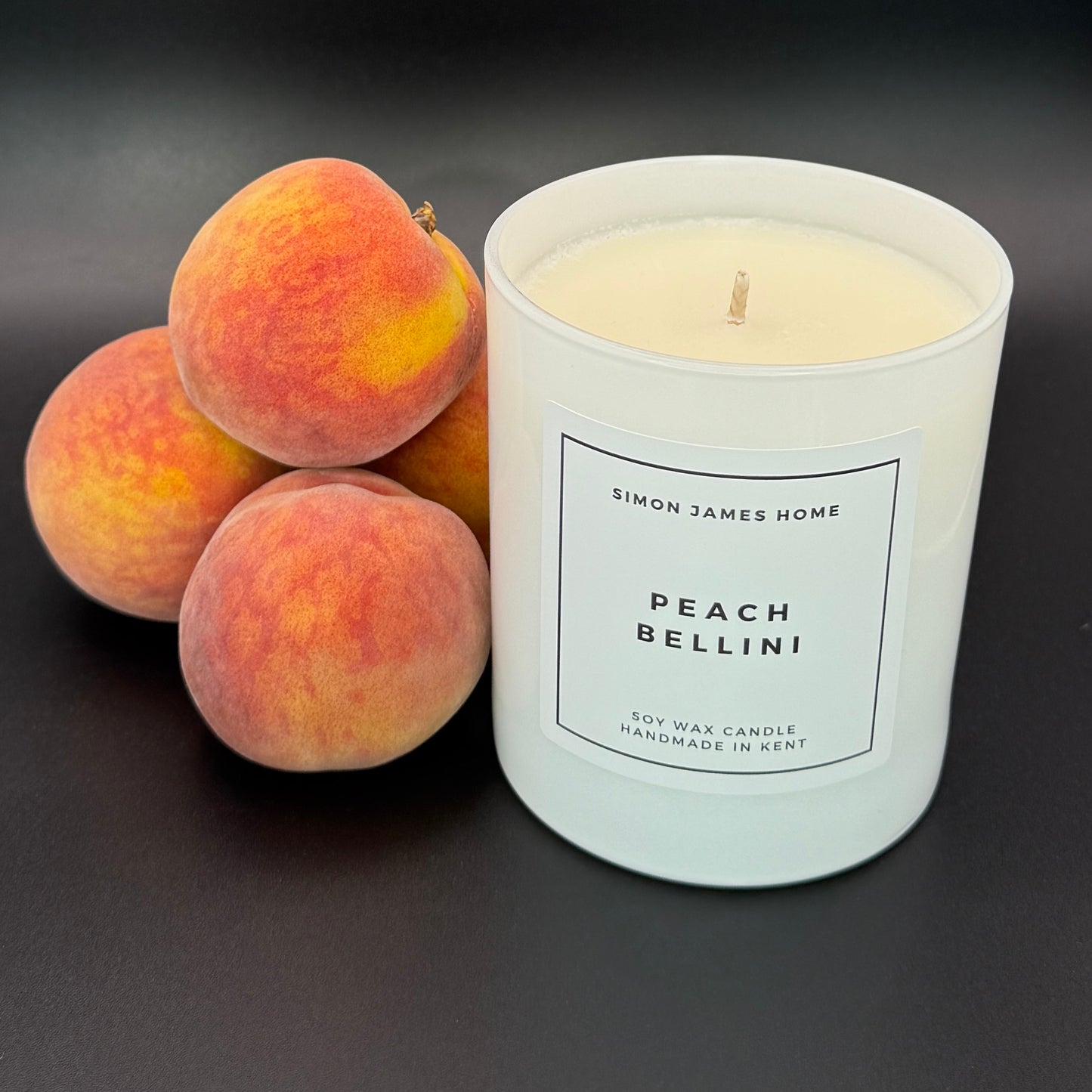 Peach Bellini Handmade Soy Wax Candle, Cocktail Candle, Peach Fruity Candle - Simon James Home