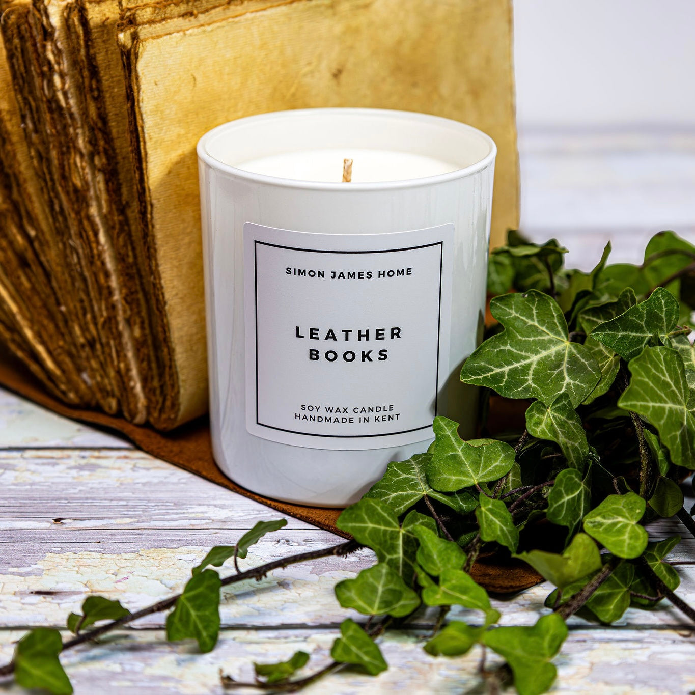 Leather Books Handmade Soy Wax Candle - Simon James Home