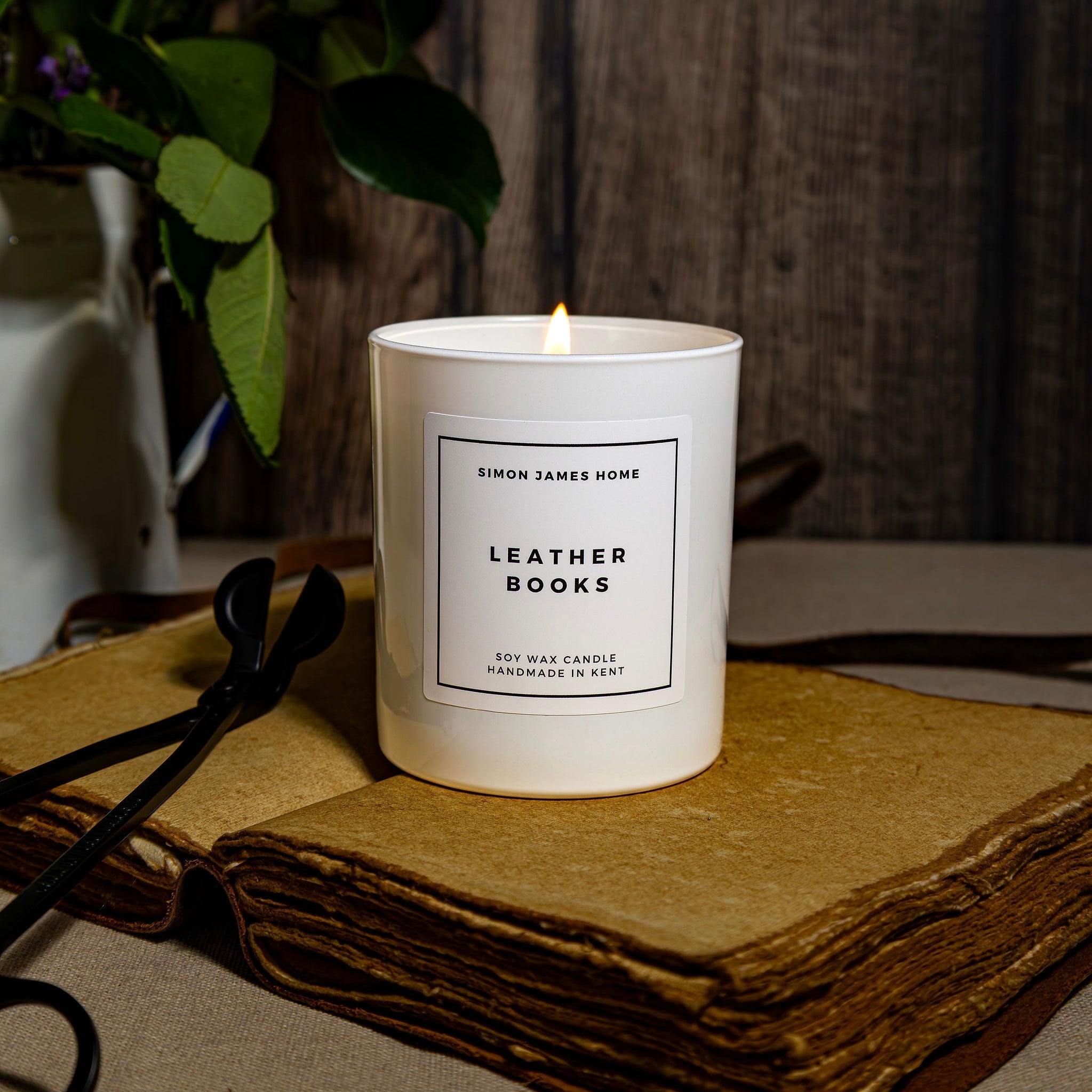 Leather Books Handmade Soy Wax Candle - Simon James Home