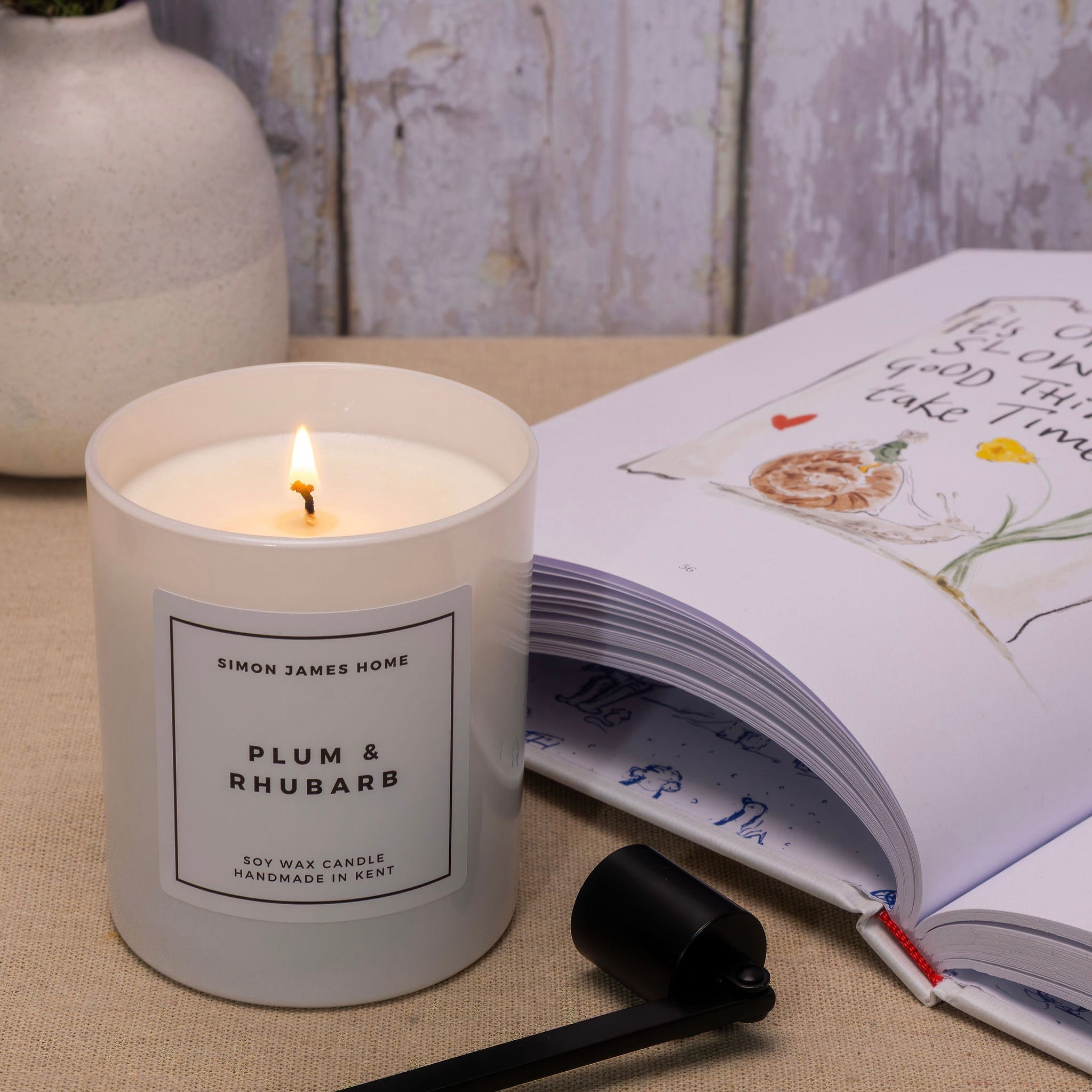 Plum & Rhubarb Handmade Soy Wax Candle - Simon James Home