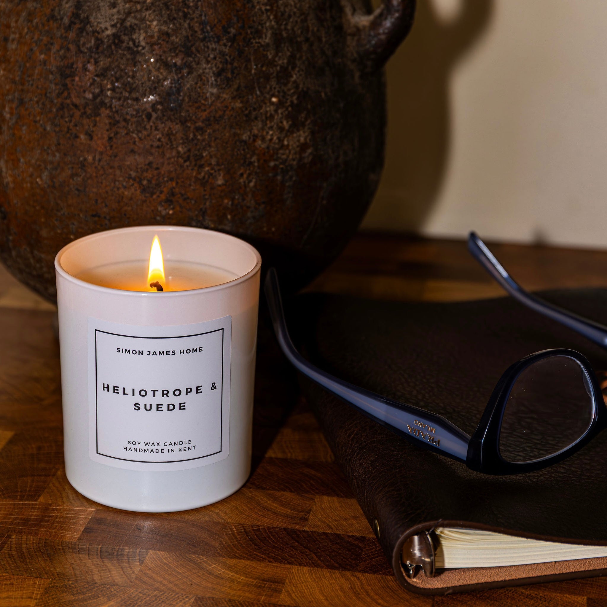 Heliotrope & Suede Handmade Soy Wax Candle - Simon James Home