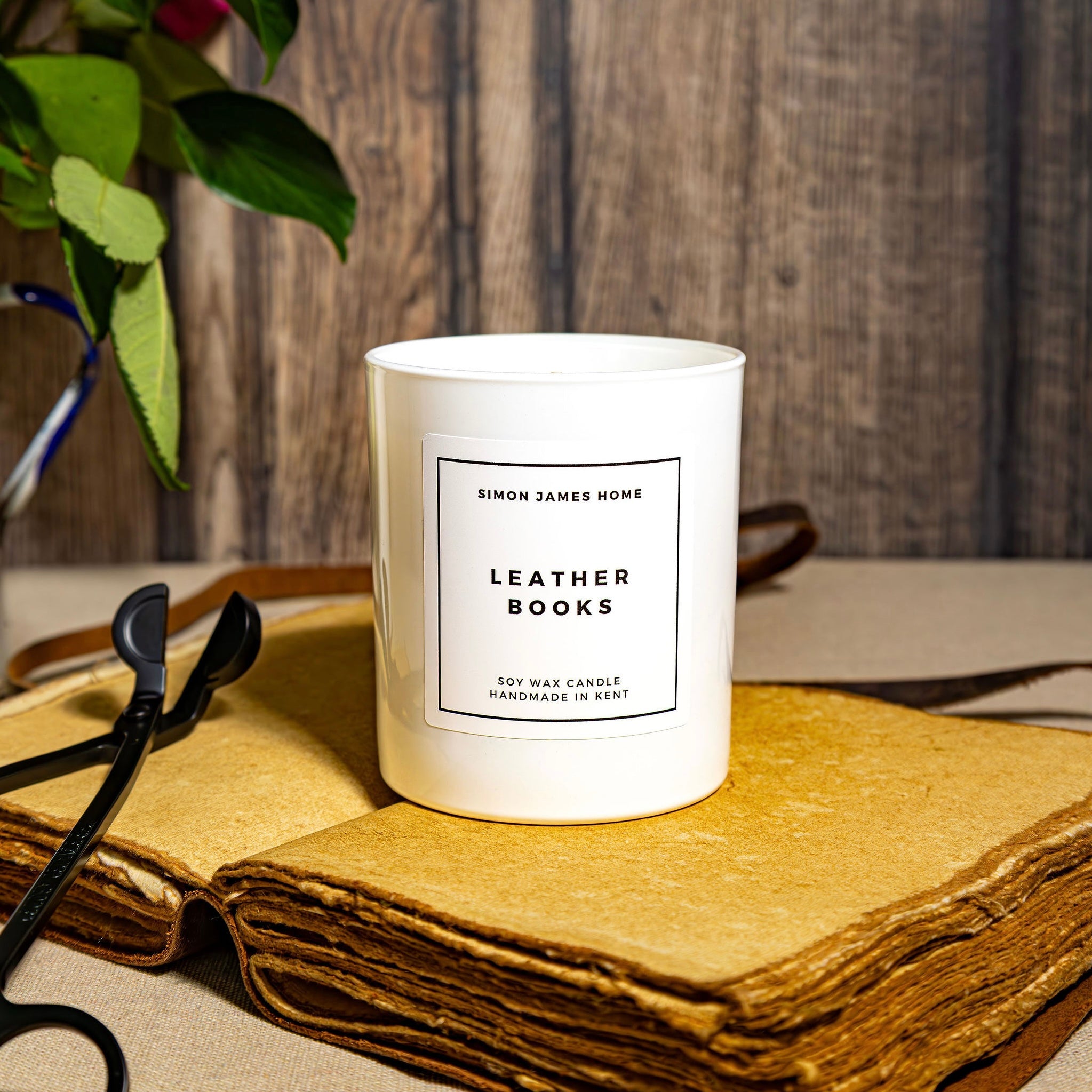 Leather Books Handmade Soy Wax Candle - Simon James Home