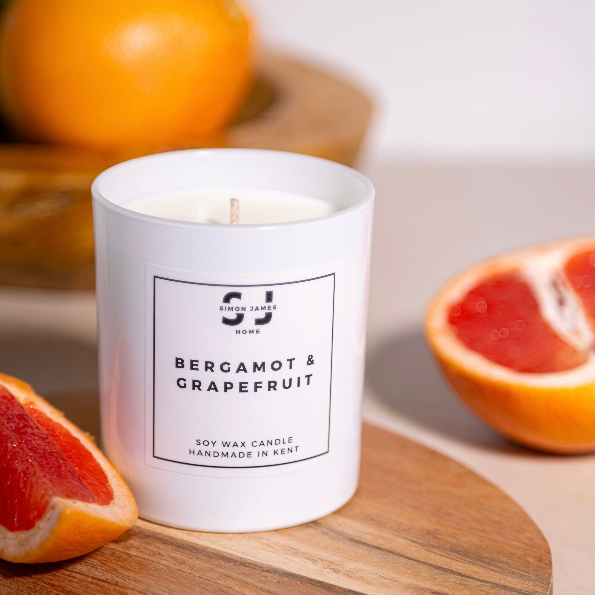 Bergamot & Grapefruit Candle - Luxury Soy Wax - Simon James Home
