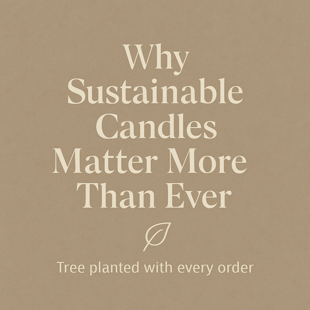 Why sustainable candles matter more than ever with leaf and eco packaging, promoting eco-friendly candles UK, green gifts, and Simon James Home’s tree planting promise.