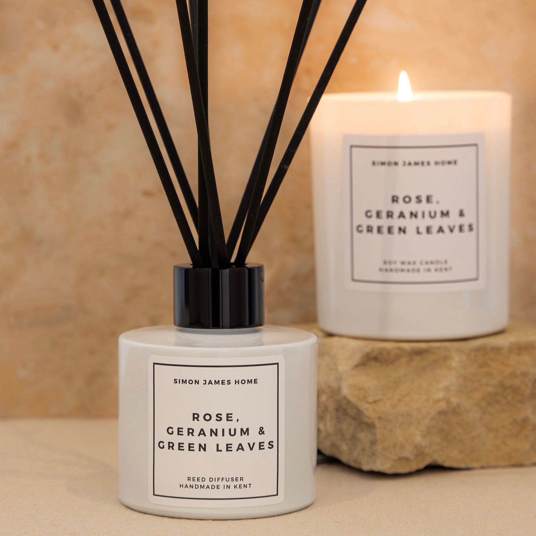 Rose, Geranium & Green Leaves Candle & Diffuser Bundle