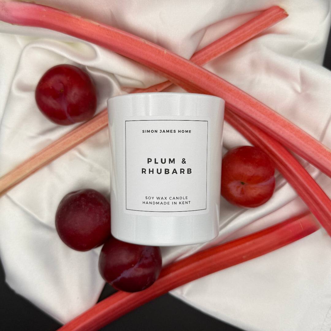 Plum & Rhubarb Handmade Soy Wax Candle - Simon James Home