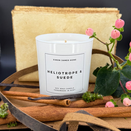 Heliotrope & Suede Handmade Soy Wax Candle - Simon James Home