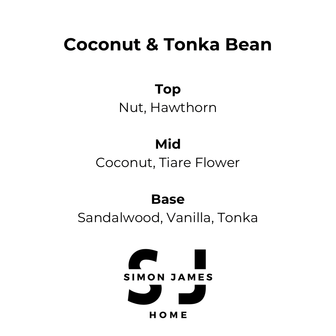 Coconut candle - Coconut & Tonka Bean Handmade Soy Wax Candle by Simon James Home