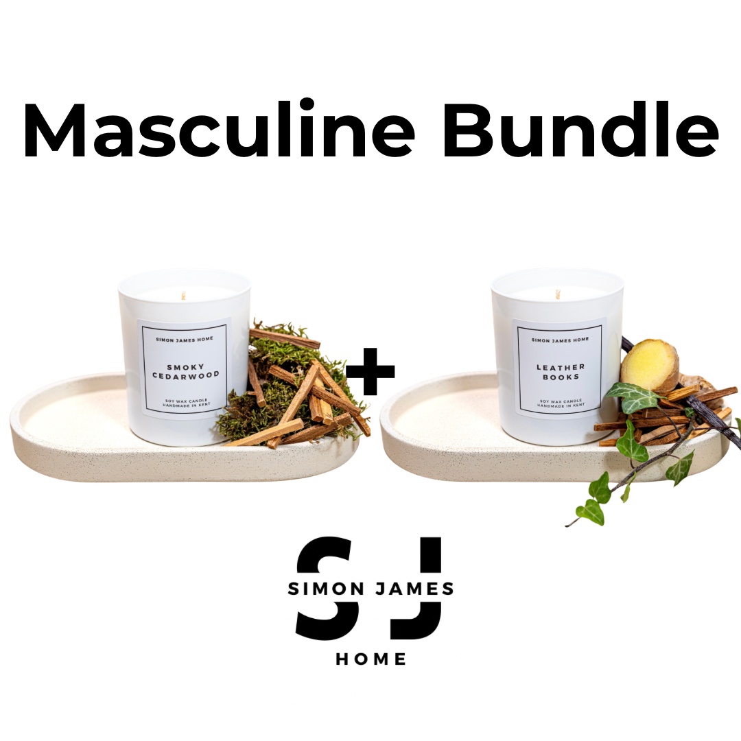Masculine Candle Bundle - Leather Books & Smoky Cedarwood - Simon James Home