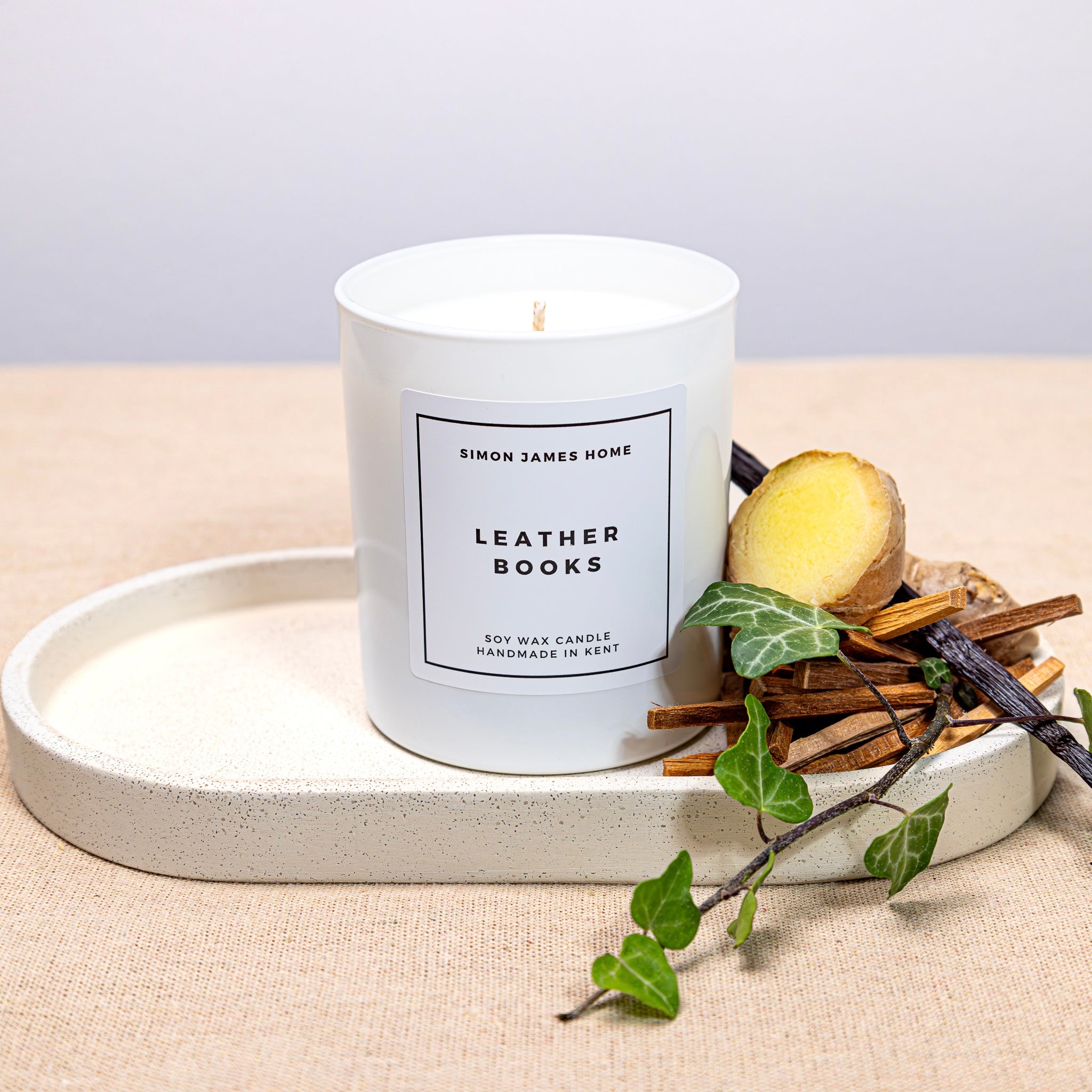 Leather Books Handmade Soy Wax Candle - Simon James Home