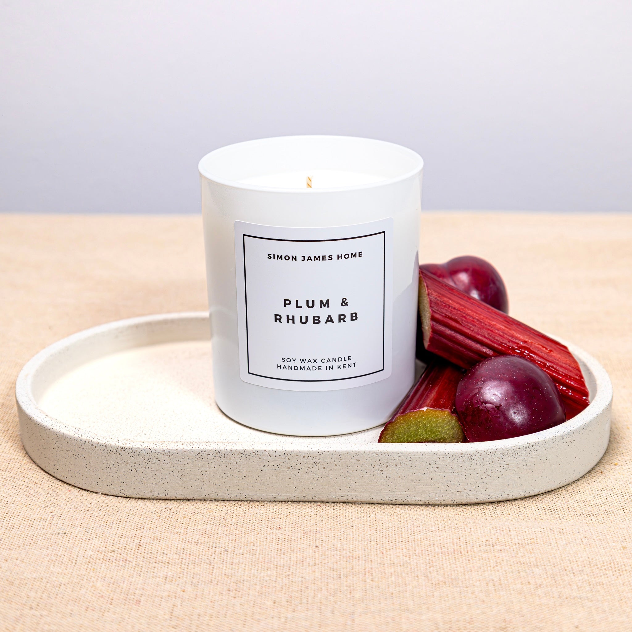 Plum & Rhubarb Handmade Soy Wax Candle - Simon James Home