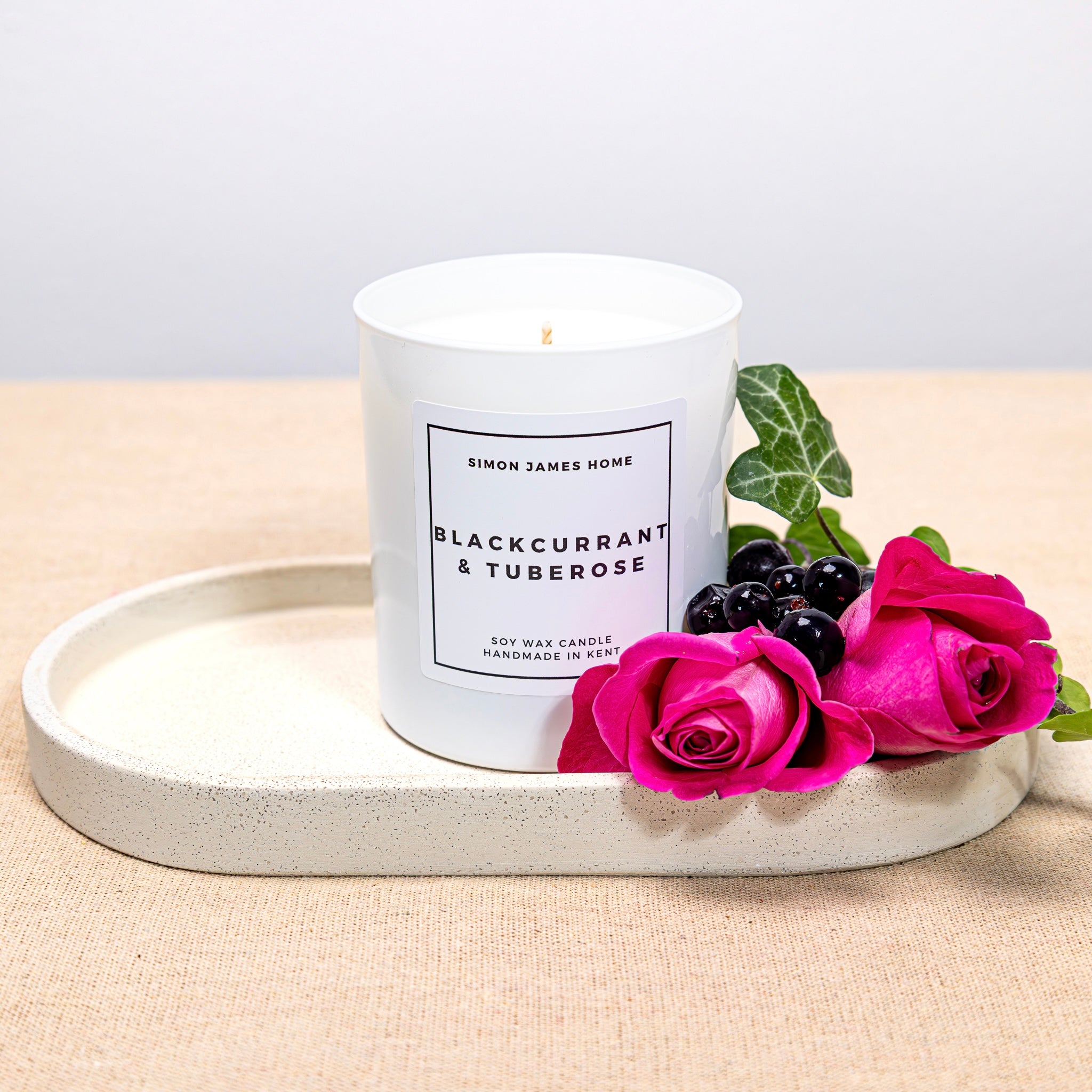 Blackcurrant & Tuberose Handmade Soy Wax Candle - Simon James Home