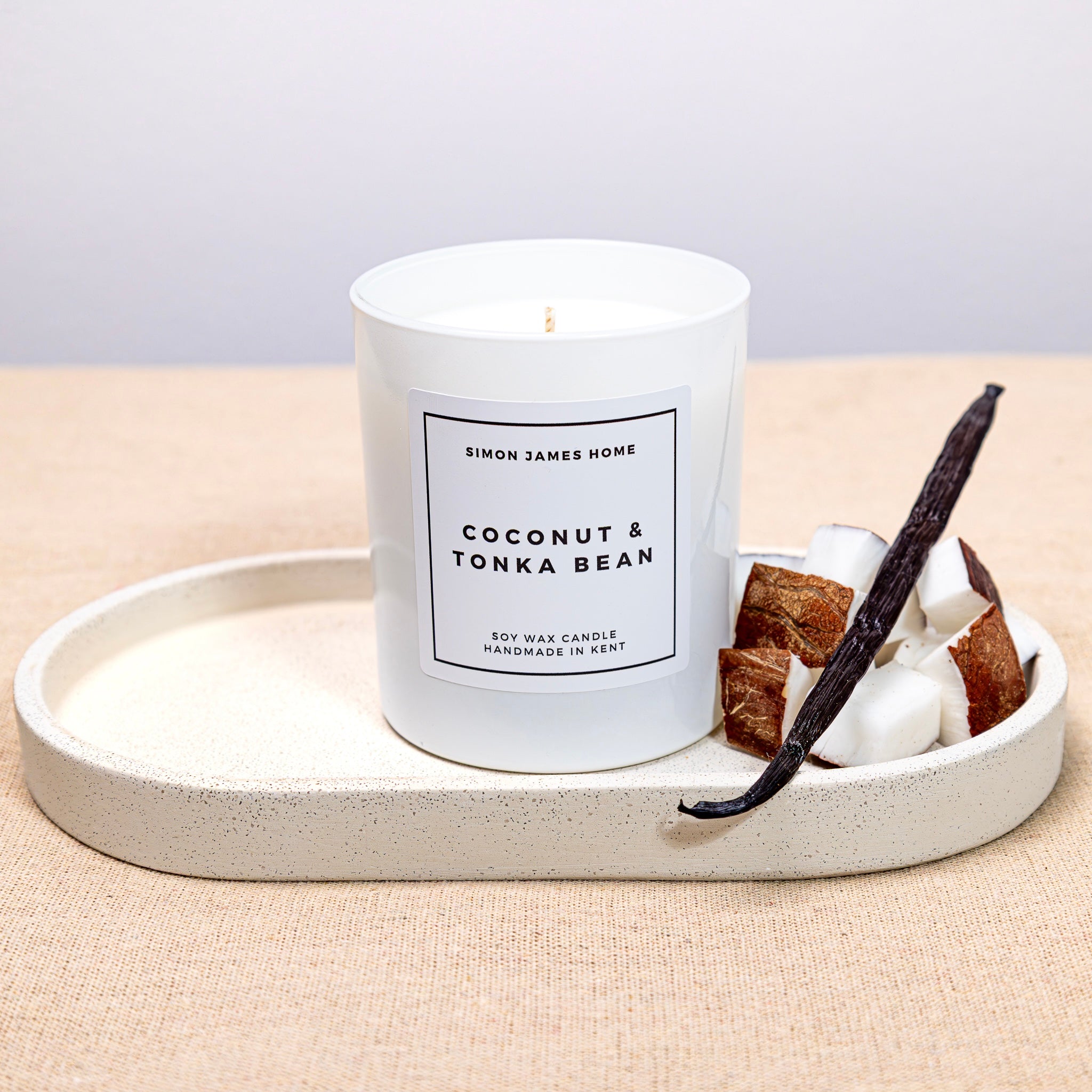 Coconut & Tonka Bean Handmade Soy Wax Candle - Luxurious Coconut Candle - Simon James Home