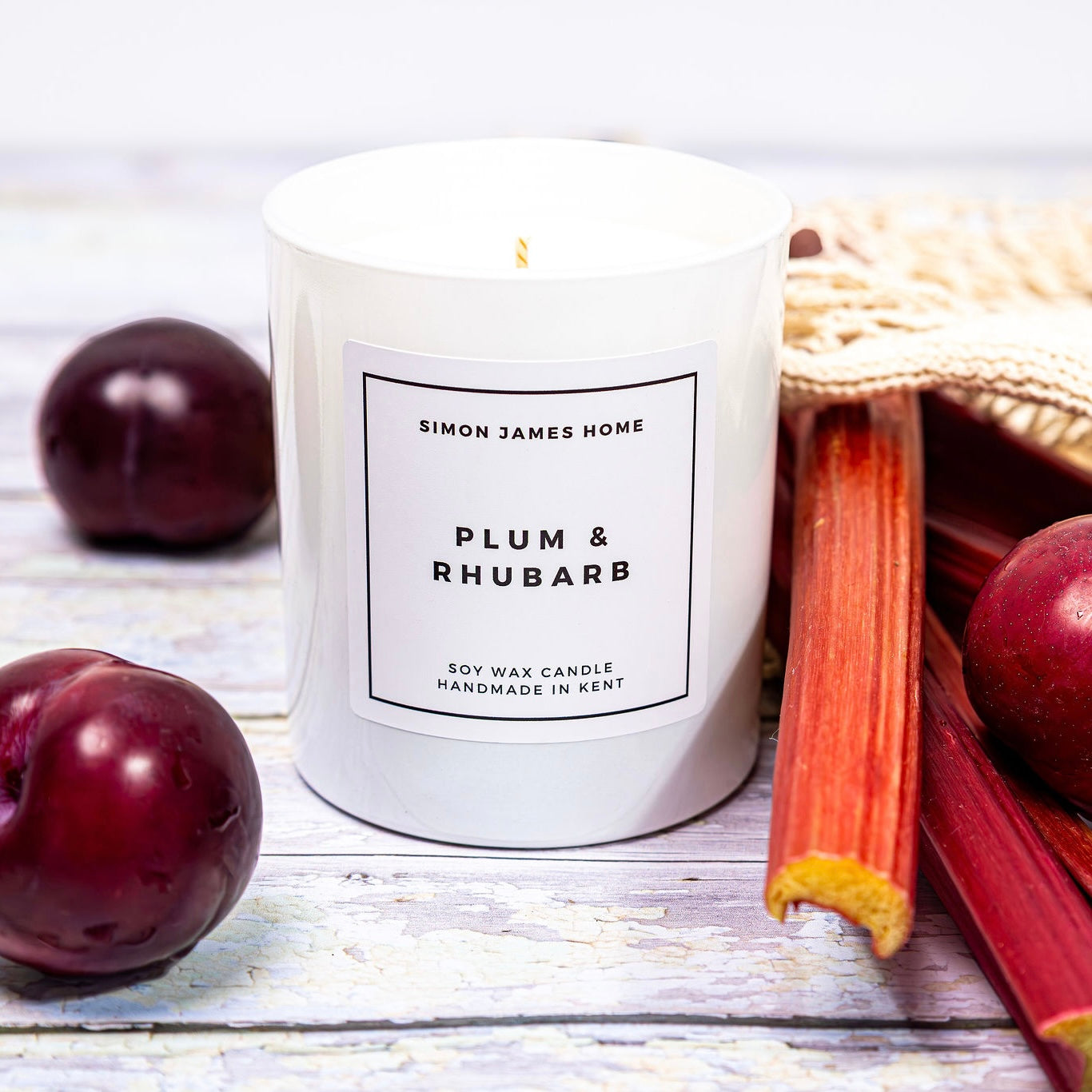 Plum & Rhubarb Handmade Soy Wax Candle - Simon James Home