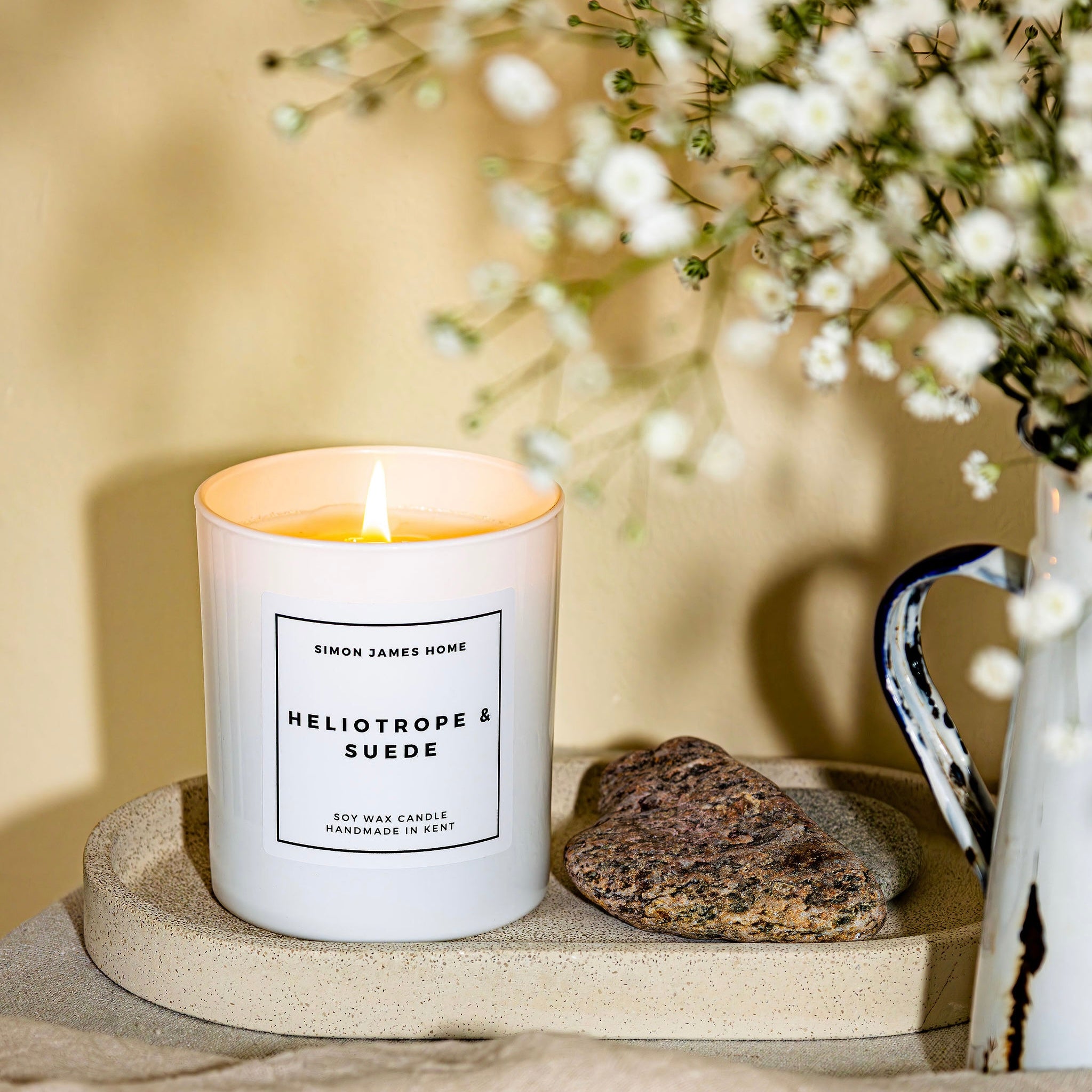 Heliotrope & Suede Handmade Soy Wax Candle - Simon James Home