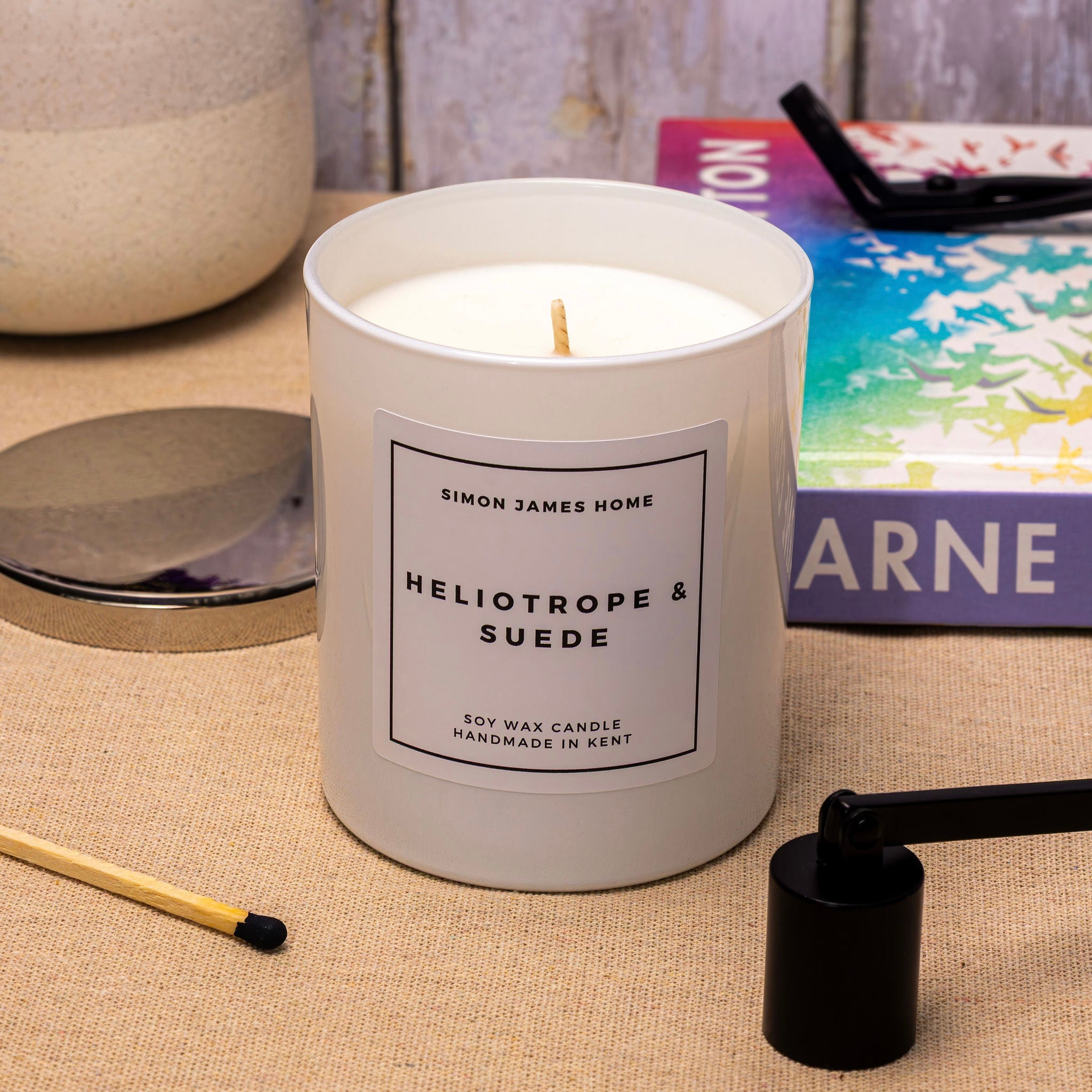 Heliotrope & Suede Handmade Soy Wax Candle - Simon James Home