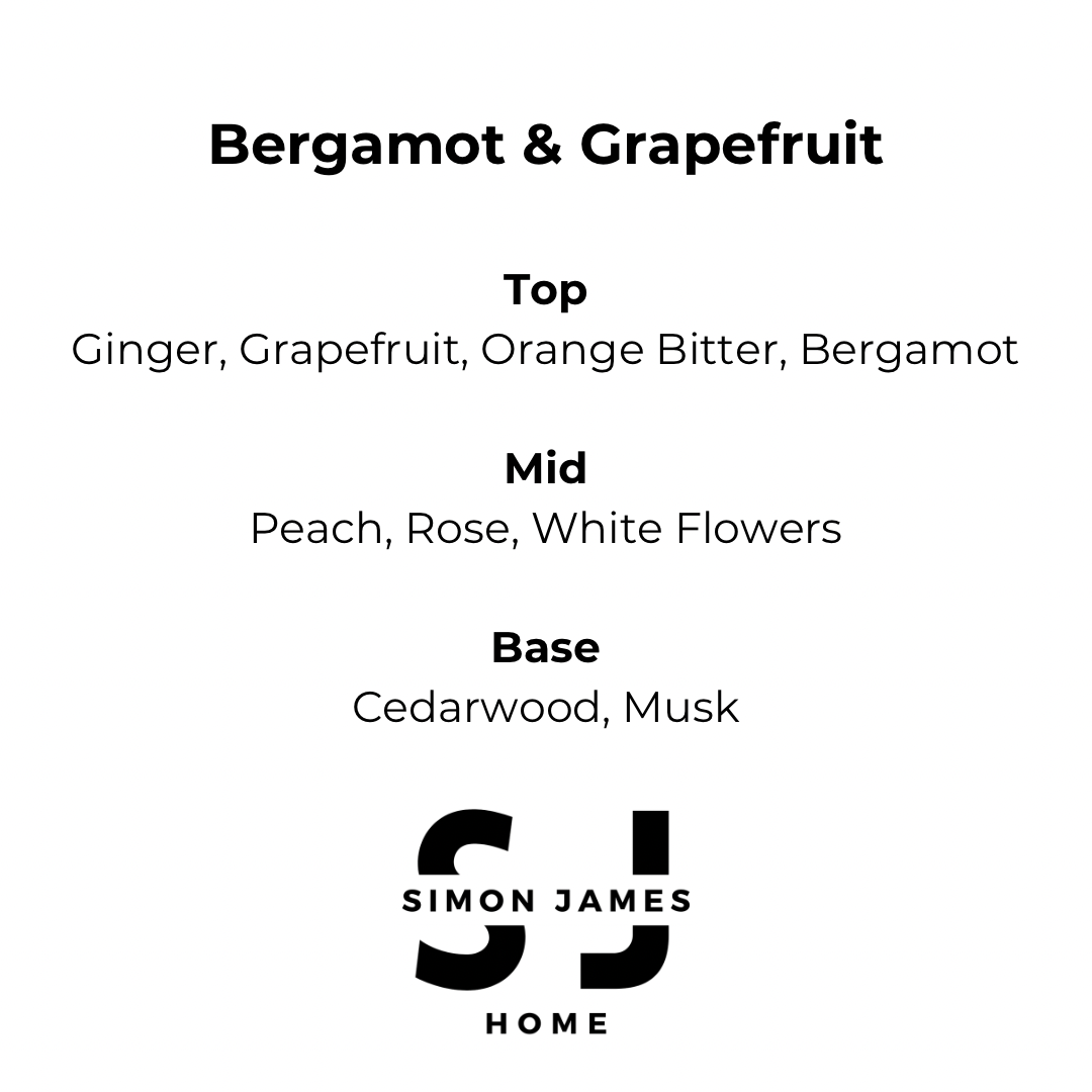 Bergamot & Grapefruit Candle - Luxury Soy Wax - Simon James Home